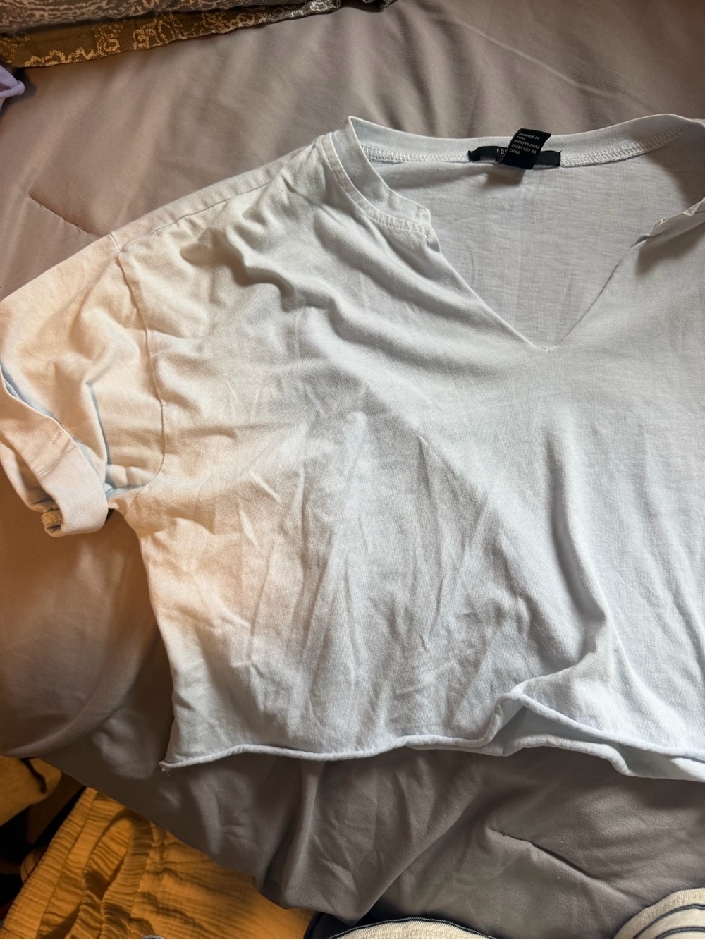 Forever 21 light blue V-Neck Cropped Tee